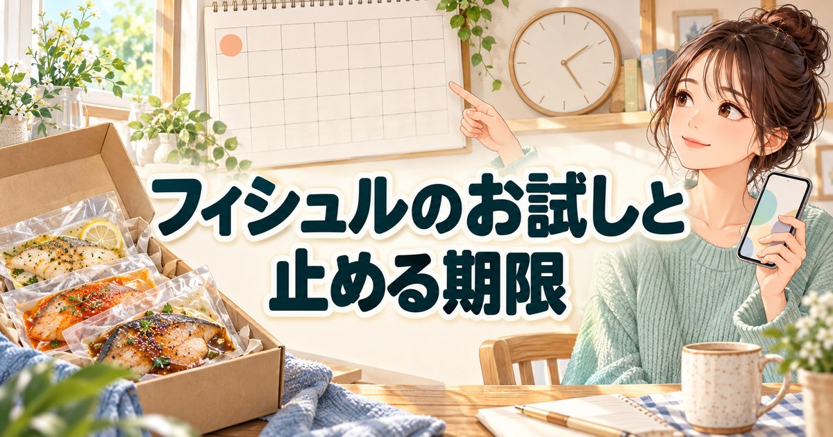 フィシュルのクーポンでお試しを検討し、止める期限をカレンダーで確認する女性